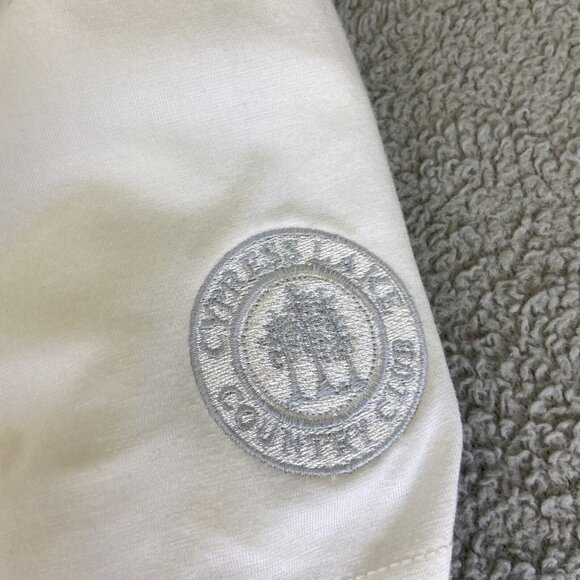 Travis Mathew Polo Shirt Men XL White Stripe Golf White Gray Yellow Cypress Lake - Picture 3 of 12